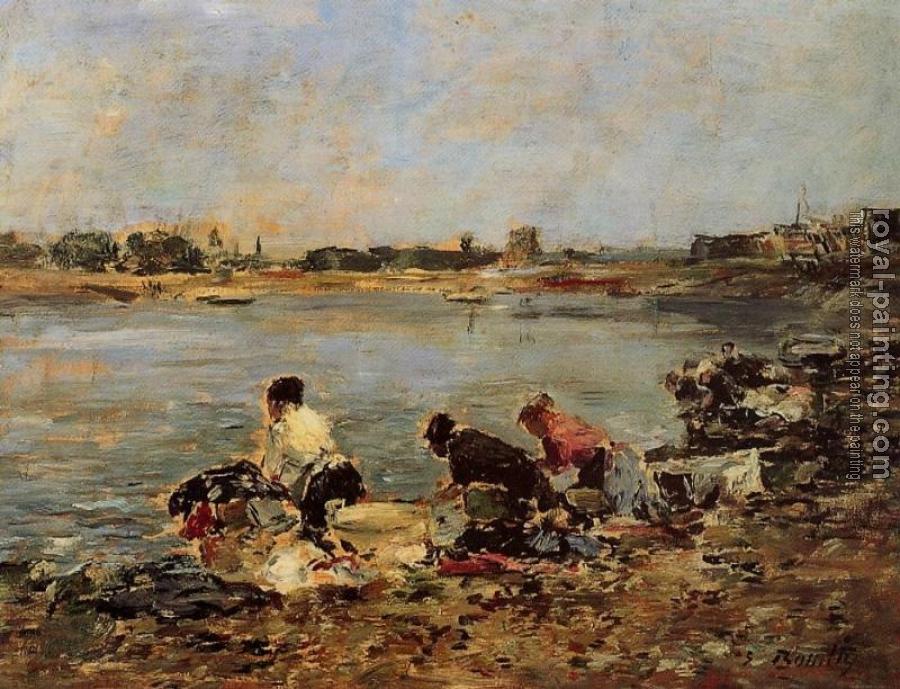 Eugene Boudin : Laundresses on the Bankes of the Touques VI